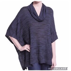 Splendid Poncho Kimono Sleeve Blue Cowl Neck S Boho  Cozy Oversized Relaxed